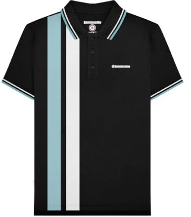 Lambretta Mens Vertical Stripe Short Sleeve Polo Shirt - Black - L