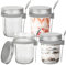 CENBEN 2Pack 350ml Overnight Oats Jars with Lids and Spoon,12oz Airtight Breakfast Jars with Measurement Marks, Gass Breakfast Pots Jar Yogurt Cup Jar for Chia Pudding Canned Fruit Milk Cereal