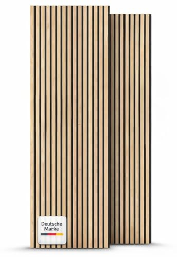 LAGELLA® Akustikpaneele Holz (2er Set) 240 × 60 × 2,1 cm – Schallabsorbierende Wandpaneele mit Akustikfilz & Holzlamellen – Wandverkleidung für Wohnzimmer & Büro – Oak (Eiche)