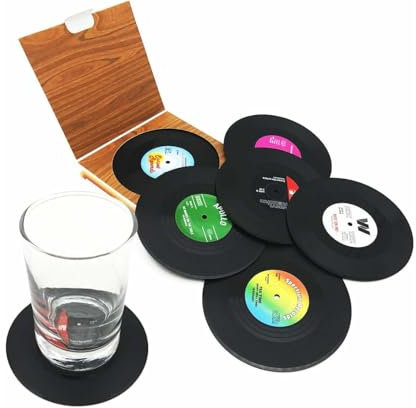 Retro CD Schallplatten Vinyl Untersetzer (6 Stück)