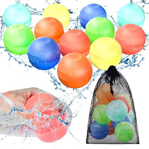 CloudValley Palloncini d'acqua riutilizzabili, bombe d'acqua a doppia apertura a riempimento rapido, palloncini d'acqua colorati per giochi d'acqua per bambini feste estive all'aperto, 12 pezzi