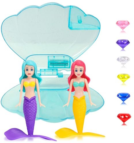 Kids Pool Toys 2Pcs Diving Mermaid with Blue Shell & Gem,Mermaids Sinkers Swimming Pool Toys,Diving Games Training Children's Gifts,Swim Diving Pool Accessories Little Mermaid Water Toys for Girls
