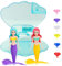 Lot de 2 jouets de plongée pour enfants - Sirène avec coquillage bleu - Jouet sirène pour fille - Jouet pour baignoire, piscine, entraînement de piscine sous-marine
