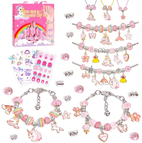 Arbolisse Weihnachtsgeschenke für Mädchen mit Nagelsticker, Armbänder Selber Geschenke für Mädchen 4 5 6 7 8 9 10 Jahre, Bastelset Kinder ab 6 Jahre Armbänder Selber Machen