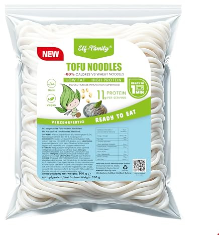 Elf-Family 300g×48er pack Tofu-Nudeln - Instant Nudeln High Protein,Weniger Kohlenhydrate, Low Carb, Vegan, schnelle Zubereitung, Authentisch aus Thailand, Low Fat/Zuckerfrei MHD: 08/11/2026