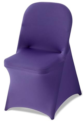 VEVOR 50 Pcs Purple Chair Covers, Polyester Spandex Chair Cover, Stretch Slipcovers for Wedding Party Dining Banquet Flat-Front Chair Covers, Fits Chair Measures up to 17.72 x 18.11 x 30.31 inch