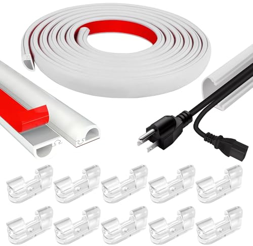 3M Mini Kabelkanal,Kabelkanal Flexibel Weiß,Enthält 20 Kabelorganisatoren,Selbstklebende halbrunde Kabelrinne,Geeignet für Verdeckte Wand, Boden und Außenkabelkanäle