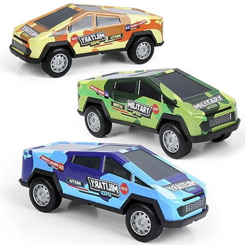 Qimicoocoo 3 Pack Monster Truck Kid Toys Set,Push and Go Friction Power Pull Back Wind up Race Cars, 3-5，4-7 for Boys and Girls Party Toy Gift