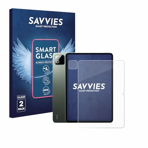 Savvies Schutzglas für Xiaomi Pad 8 Pro | (Display+Kamera) 2 Stück Transparenter Displayschutz Made in Germany Panzer Schutz Glas 9H Schutzfolie Klar Einfache Montage