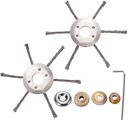 AGSYFFD Schneidkopf mit Stahldraht, 230 mm Universeller Mähkopf mit 5-teiligem Adapter-Kit für Benzin-Motorsensen, langlebiges geknotetes Draht-Design für Gartenkanten, Terrassen & Moosentfernung