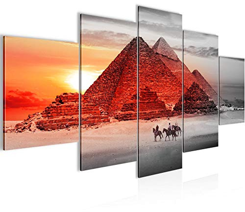 Runa Art - Bilder Ägypten Pyramiden 200 x 100 cm 5 Teilig XXL Wanddekoration Design Rot 601851a