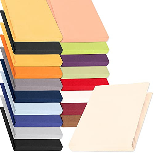 aqua-textil Pur 2er Set Jersey Spannbettlaken 90x200-100x220 cm Natur beige Wasserbett Boxspringbett 160g/qm Mako Baumwolle