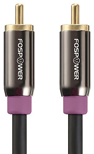 FosPower (10 FT / 3 M Cable de subwoofer Audio RCA a RCA, Cable Dual Blindado Oro 24K Plateado 1-Male a 1-Male
