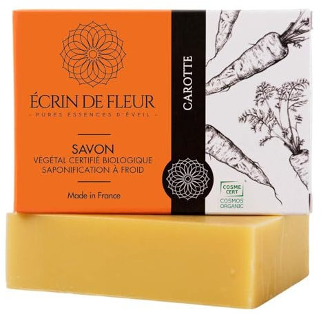 Écrin De Fleur – Savon Carotte pour Peaux Delicates, Savon Artisanal Bio Certifié, Saponifié à Froid, 1x90g