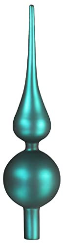 com-four® Christbaumspitze in blaugrün matt, Weihnachtsbaumspitze aus echtem Glas für Weihnachten, Tannenbaumspitze für Ihren Christbaum, 28 cm