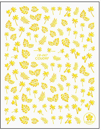 1sheets Holographic Gold 3d Nail Stickers Set Flower Tree Leaf Nail Foil Paper Decal Transfer