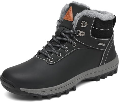 Mishansha Stivaletti Donna Invernali Scarpe Impermeabili Stivali Uomo Neve Scarponcini Comode Outdoor Scarponi Invernali Caldo Stivaletti Trekking Nero, Gr.41