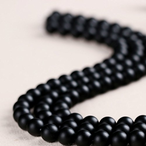Onyx Halbedelstein Schwarz Perlen Poliert und Matt Set Halbedelstein 30Stk, 4/6/8/10 mm Perlenstrang Perlenkette (6mm Rund Matt)