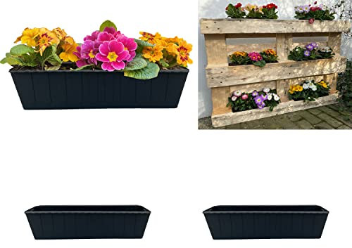 Hossi's Wholesale 2 Euro-Paletten Blumenkästen-Einsätze | 37,3cm Anthrazit | Pflanzkasten für Europalette Palette | Balkonkasten | Blumentopf | aus stabilen Kunststoff | Made in Germany