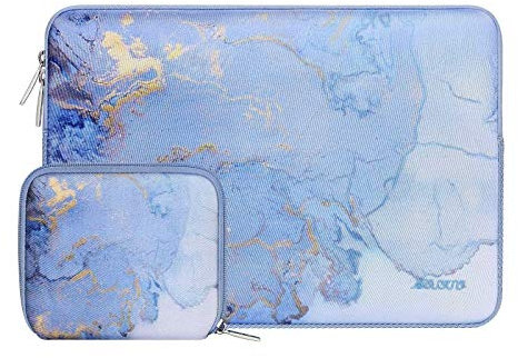 MOSISO Laptop Tasche Hülle Kompatibel mit MacBook Air/Pro Retina, 13-13,3 Zoll Notebook, Kompatibel mit MacBook Pro 14 Zoll 2024-2021 M3 M2 M1, Neopren Aquarell Marmor Sleeve mit Klein Fall