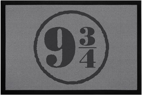 MoonWorks® Fußmatte Gleis 9 3/4 Bahnsteig Bahnhof Zauberer rutschfest & waschbar Schwarz 60x40cm