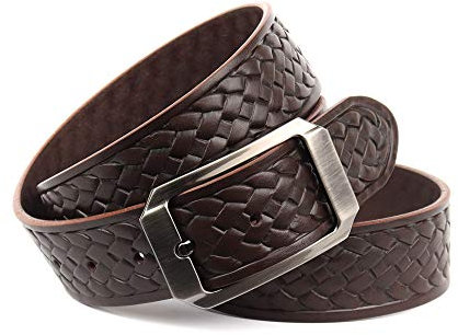 Anthoni Crown Herren Ledergürtel Gürtel, Dunkelbraun, 85
