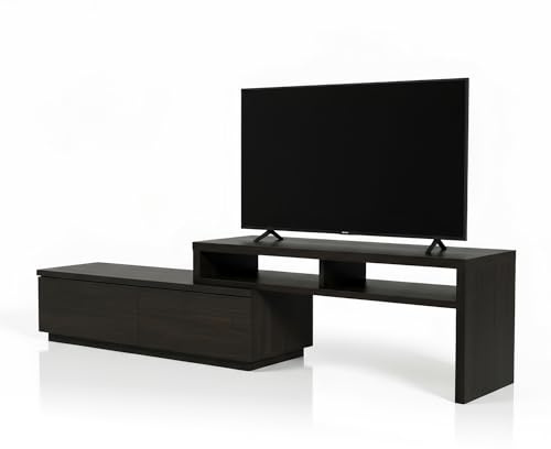 Iris Ohyama, Lowboard, Fernsehtisch, TV-Bank, TV-Halterung für bis zu 43-Zoll-Bildschirme, 4 Regale, Erweiterbar, Zeitgenössisch, Schlafzimmer, Wohnzimmer - TV Cabinet - SAB-100 - Schwarze Eiche