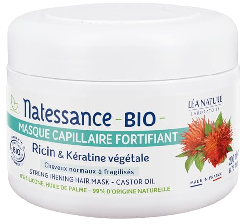 Natessance Haarmaske Rizinus, stärkend, Bio-Keratin, pflanzlich, 200 ml
