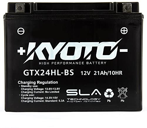 Batteria moto Kyoto SLA GTX24HL-BS (YTX24HL-BS) AGM - Senza manutenzione - 12 V 21 Ah - Dimensioni: 205 x 87 x 162 mm compatibile con YAMAHA XV1000 Virago 1100 1986-1999