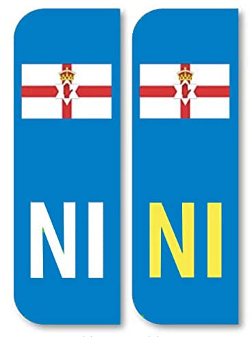 2 x Road Legal Car Number plate Stickers - NI Northern Ireland Flag Car Registration Number Plate Self-Adhesive Vinyl for Road Vehicle Car, Van, Lorry, Motorbike