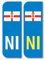 2 x Road Legal Car Number plate Stickers - NI Northern Ireland Flag Car Registration Number Plate Self-Adhesive Vinyl for Road Vehicle Car, Van, Lorry, Motorbike