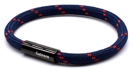 Galeara design Bracciale in corda nautico intrecciata, colore: nero, da uomo e da donna, con chiusura magnetica,… (Riu Navy Blu, 195)