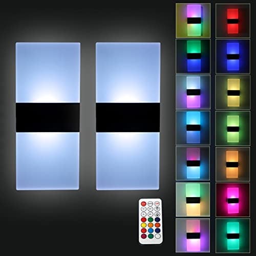 VOMI RGB Farbwechsel LED Akku Wandleuchte Batteriebetrieben Wandlampe Ohne Stromanschluss Wiederaufladbar USB Magnetische Lampe Schlafzimmer Deko Wandbeleuchtung Dimmbar mit Fernbedienung, 2 Stück