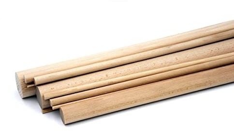 siwitec Rundstab aus Holz, glatt, Buche, 10er Set, 18 mm, ideal zum Basteln mit Holz, Länge 1000 mm