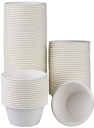 Love Nature Öko Dressingbecher Aus Zuckerrohrmark 100 ml (100 Stück) - Einweg Dipschalen - Dip Schälchen - Saucenschälchen Bio - Dressing Behälter - Dip Schalen Set