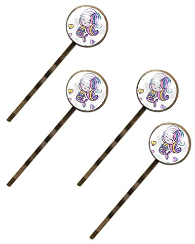 Haarspangen / Haarspangen / Haarspangen / Haarspangen / Haarspangen mit Smiley-Meerjungfrauen-Motiv, 4 Stück