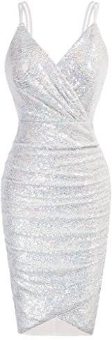 GRACE KARIN Damen Elegant Trägerkleid Glitter Pailletten Bankett Bleistiftkleid Club Party Bodycon Kleider CL762-7 XXL