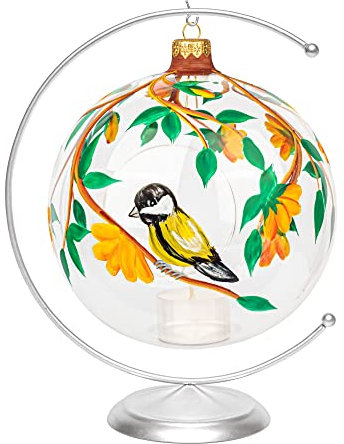 KIAPPO Hängende Laterne Glas mundgeblasen Buntglas-Effekt Tischlaterne Wohnzimmer Deko Tischdeko Tischdekoration Weihnachtsdekoration Kerzen Ständer für Weihnachts Windlicht Lampe Vogel