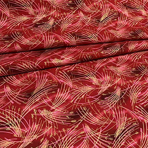 aufodara Baumwollstoff Meterware Gedruckt Muster Bronzing Stoffe zum Nähen, Handwerken Nähen Stoff 145cm breit (Rot, 100x145cm)
