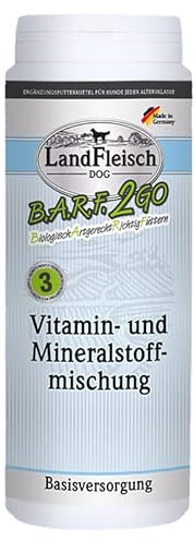 Landfleisch BARF2GO | 3 Komponenten Futter zum mischen | 100% Fleisch und Innereien | Barfen leicht gemacht Dank Single Protein (1x250g Vitamin- und Mineralmischung)