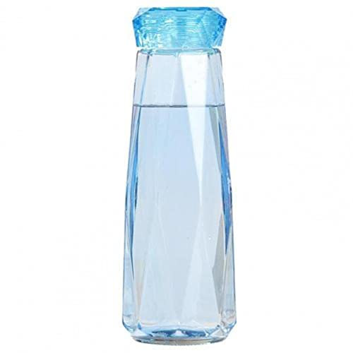 FORKIS Borraccia Tazza di Vetro in Cristallo con Bottiglia d'Acqua in Vetro di Coperchio Creativa Tazza di Bicchiere di Vetro Abbagliante-Blue