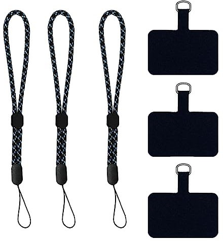 WeddHuis 3 Pezzi Cordini da Polso Regolabili in Nylon Colorato con Pulsante Mobile per Telefoni Cellulari, Fotocamere Digitali e Torce Elettriche - Ideale per Attività Outdoor