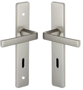 Vachette Set de Poignée de Porte sur Plaque KAZA - Version Clé L pour Porte de Chambre et de Bureau - Entraxe 165 mm - Matériau Aluminium Résistant - Garantie 10 Ans - Finition Anodinox