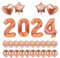 Silvester Deko, PAMIYO Luftballons 2024 Neujahr Silvesterdeko 2024 Folienballons XXL Ballons Happy New Year Deko Roségold Fünfzackigen Stern & Herz Folienballons 18inch Silvester Party Supplies 2024