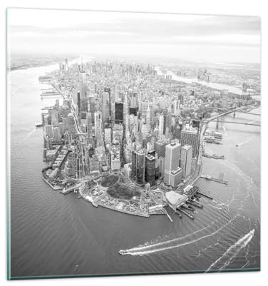 Bilder auf Glas New York Landschaft Die Architektur Glasbild 30x30cm Wandbilder Dekoration Wohnzimmer Schlafzimmer Küche Deko Klein Wanddeko Bild im Glas Wand Kunstdruck Art Modern GAC30x30-5294