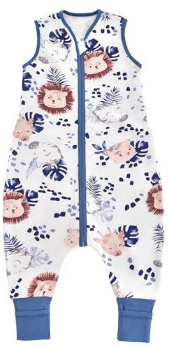 Chilsuessy Baby Schlafsack Mit Beinen 1.5 Tog - 100% Baumwolle Ganzjahres Babyschlafsack Mit Füßen, Zebra, 90cm/Baby Höhe 95-105cm