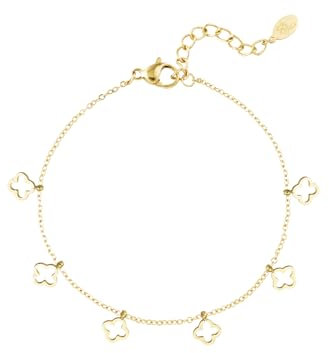 Acura-Styles Damen Kleeblatt Armband Gold 18 Kt. Edelstahl Vergoldet Vierblättriges Kleeblatt Design Glücksbringer Glücksklee Geburtstagsgeschenk für Frauen wasserfest