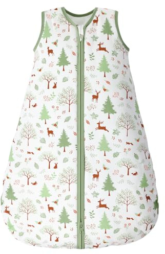 Looxii Baby Schlafsack Winter Baumwolle Winterschlafsack 2.5 TOG Schlafsäcke Warm Babyschlafsack Neugeborene für Herbst Winter Tiere und Wälder 0-6 Monate