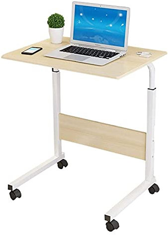 Sofa-Beistelltisch, drehbarer mobiler Beistelltisch, Snack-Tisch am Bett, Sofa-Seitenende auf mobilem Lesetisch, Beistelltisch mit Rollen, beweglicher Laptop-Tisch für das Heimbüro (weißer Ahorn 80 x