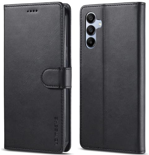WAURZ Cover per Samsung Galaxy A35 5G, Custodia Cover Pelle Libro Portafoglio con Porta Carte Magnetica Supporto Protezione Antiurto Cuoio Flip Case Custodia Cover per Samsung Galaxy A35 5G,Nero